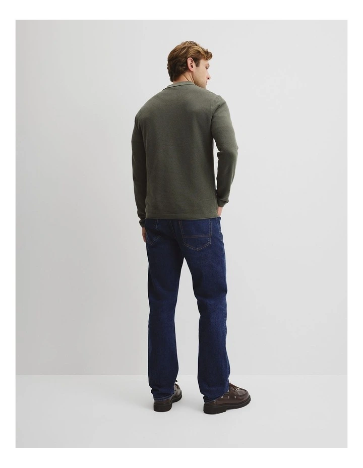 Australian Good Earth Cotton Pique Polo Knit in River Gum image 5