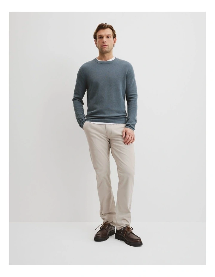 Australian Good Earth Cotton(TM) Pique Crew Neck Knit in Steel Blue image 3