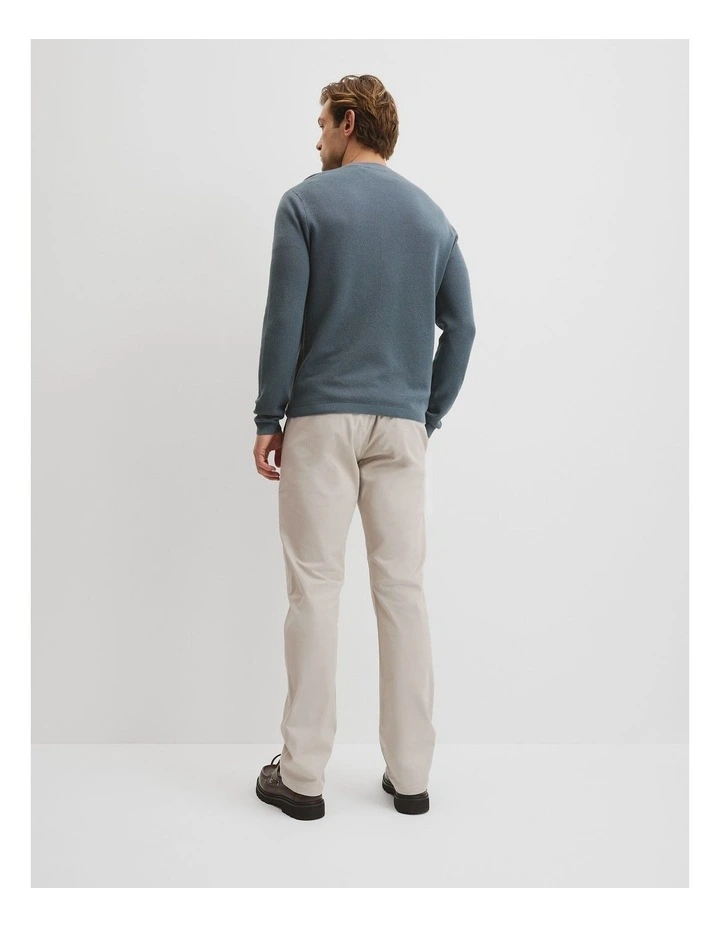 Australian Good Earth Cotton(TM) Pique Crew Neck Knit in Steel Blue image 4