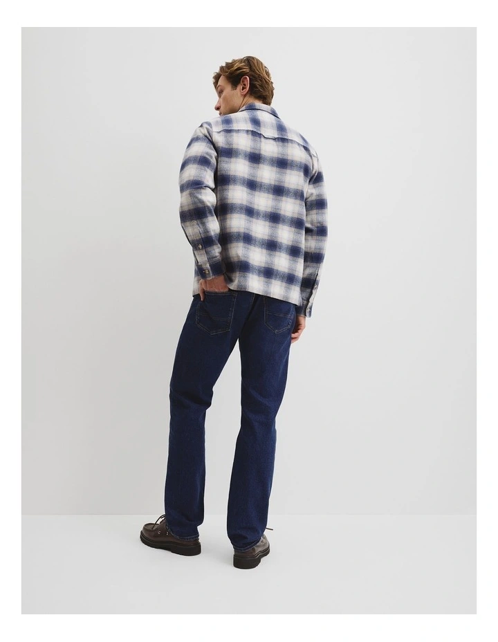 Cotton Flannel Check Overshirt in Blue Multi image 5