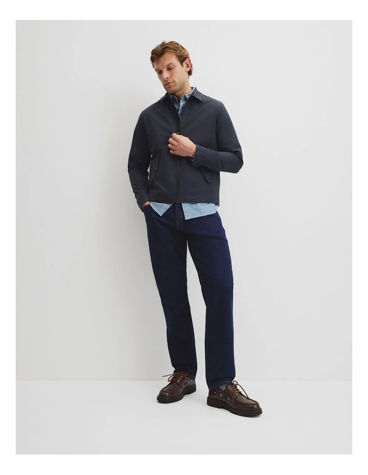 Cotton Blend Zip Through Jacket in Navy image 3