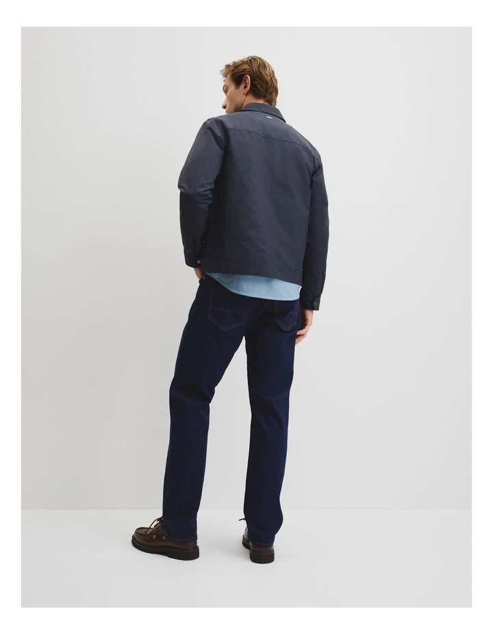 Cotton Blend Zip Through Jacket in Navy image 4