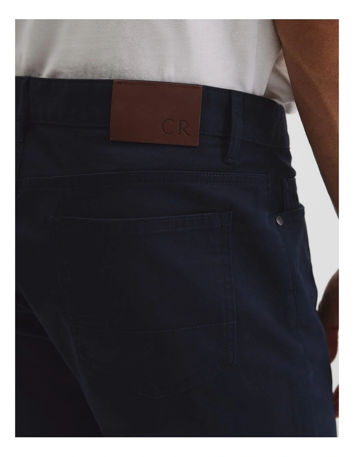 Australian Cotton Tapered Five Pocket Pant in True Navy image 2