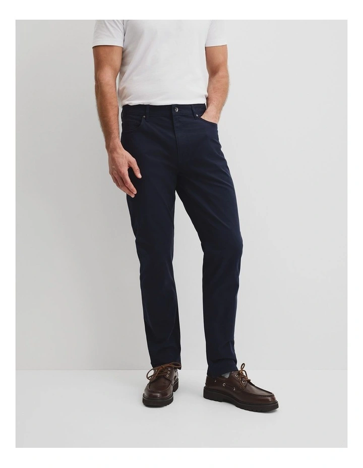Australian Cotton Tapered Five Pocket Pant in True Navy image 3