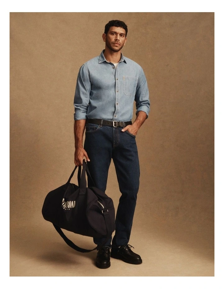 Australian Cotton Straight Leg Jean in Mid Blue Denim image 2