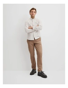 Australian Good Earth Cotton(TM) Regular Fit Oxford Stripe Shirt in Stone