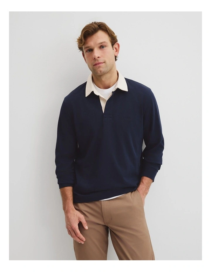 Australian Cotton Rugby Polo in Navy image 2