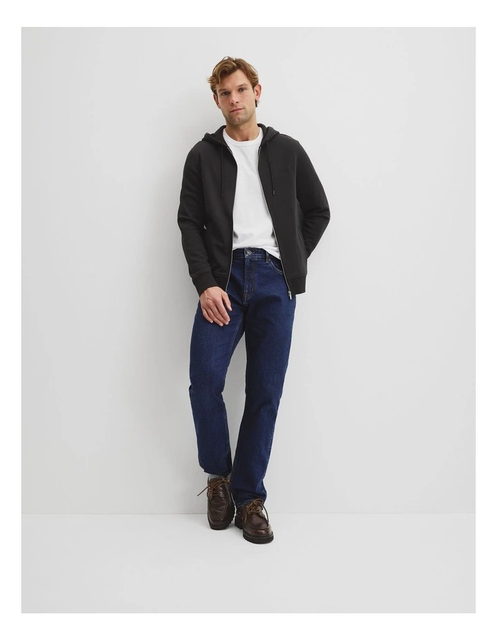 Australian Cotton Zip Through Sweat T-shirt in Black image 3