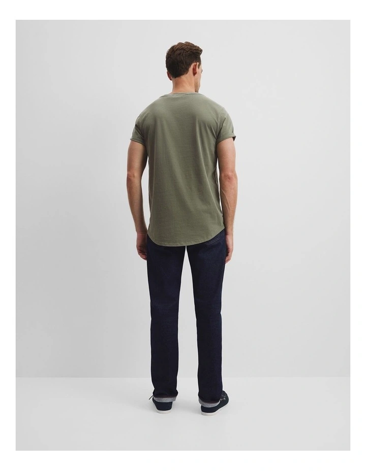 Australian Cotton Longline Garment Dye T-shirt in Willow image 4