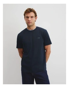 Australian Cotton Cr Logo Tipped T-shirt in Navy