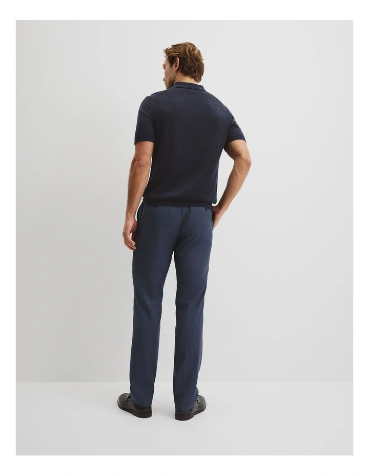 Australian Merino Short Sleeve Trophy Knit Polo in Navy Melange image 4