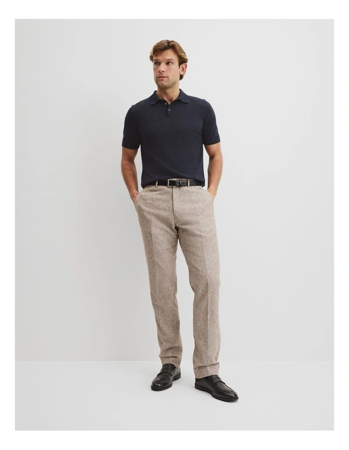 Australian Merino Short Sleeve Button Knit Polo in Navy Melange image 3