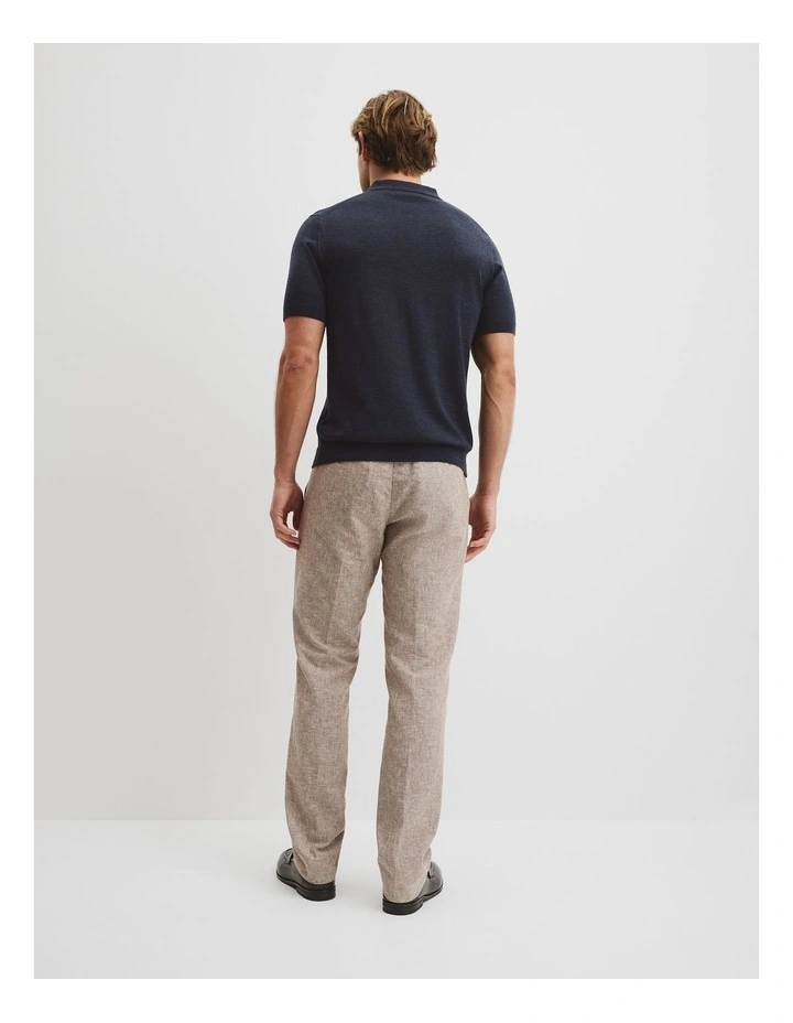 Australian Merino Short Sleeve Button Knit Polo in Navy Melange image 4