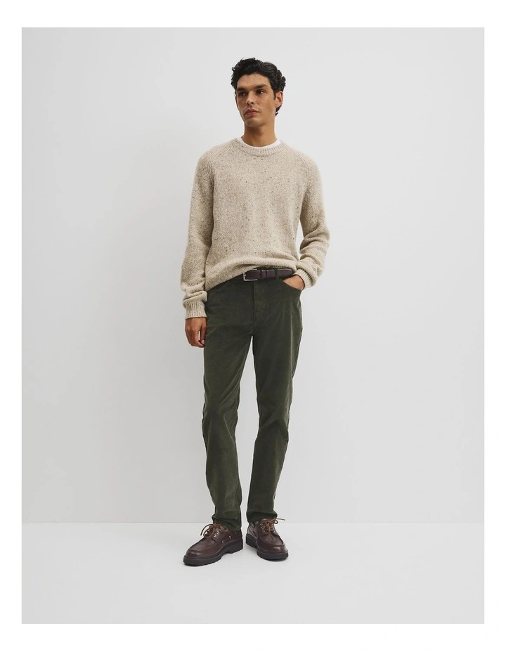 Merino Wool Nep Crew Neck Knit in Husk image 3