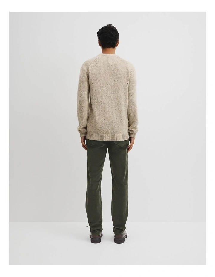 Merino Wool Nep Crew Neck Knit in Husk image 4
