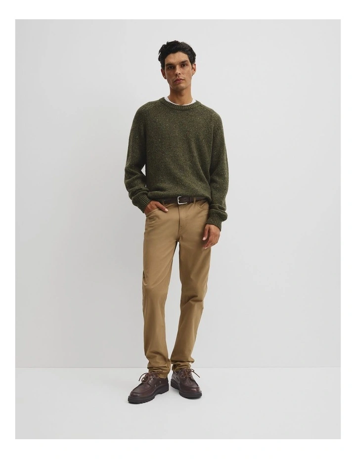 Merino Wool Nep Crew Neck Knit in Woodland Green image 3