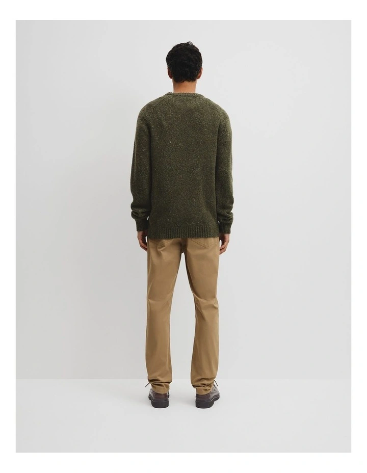 Merino Wool Nep Crew Neck Knit in Woodland Green image 4
