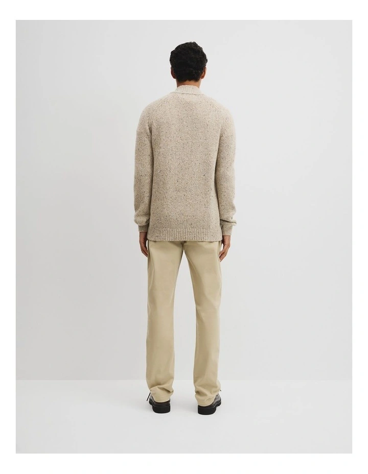 Merino Wool Nep Half Zip Knit in Husk image 4