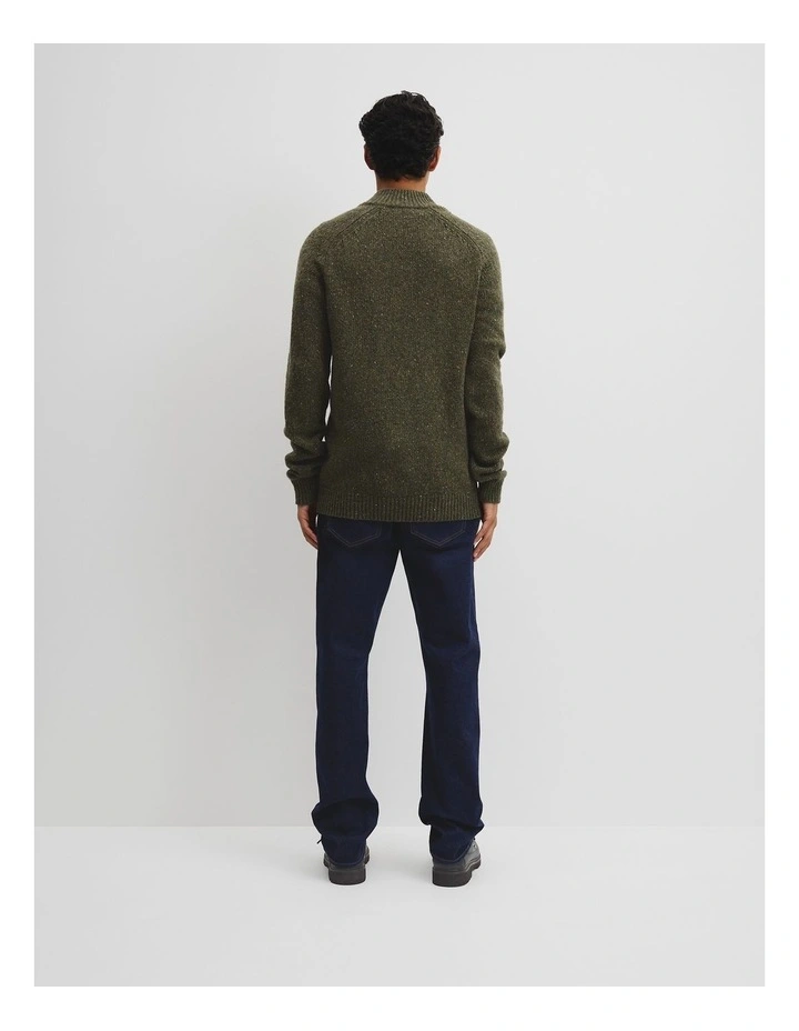 Merino Wool Nep Half Zip Knit in Woodland Green image 4