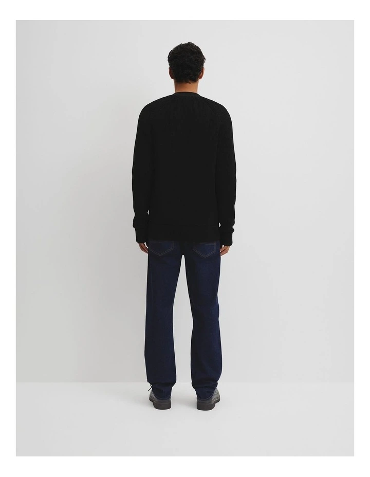 Cotton Rib Cardigan in Black image 4