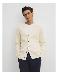 Cotton Rib Cardigan in Husk