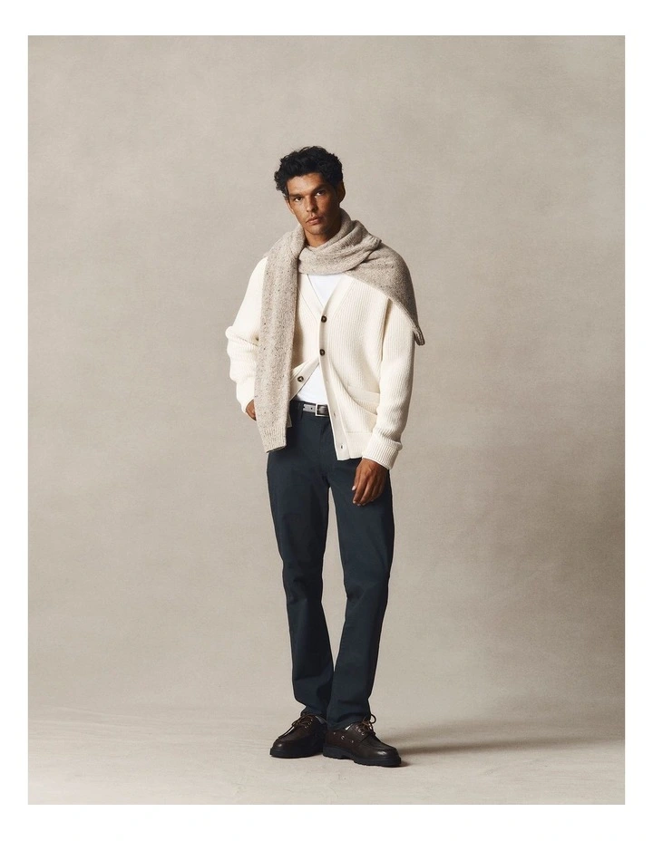 Cotton Rib Cardigan in Husk image 2