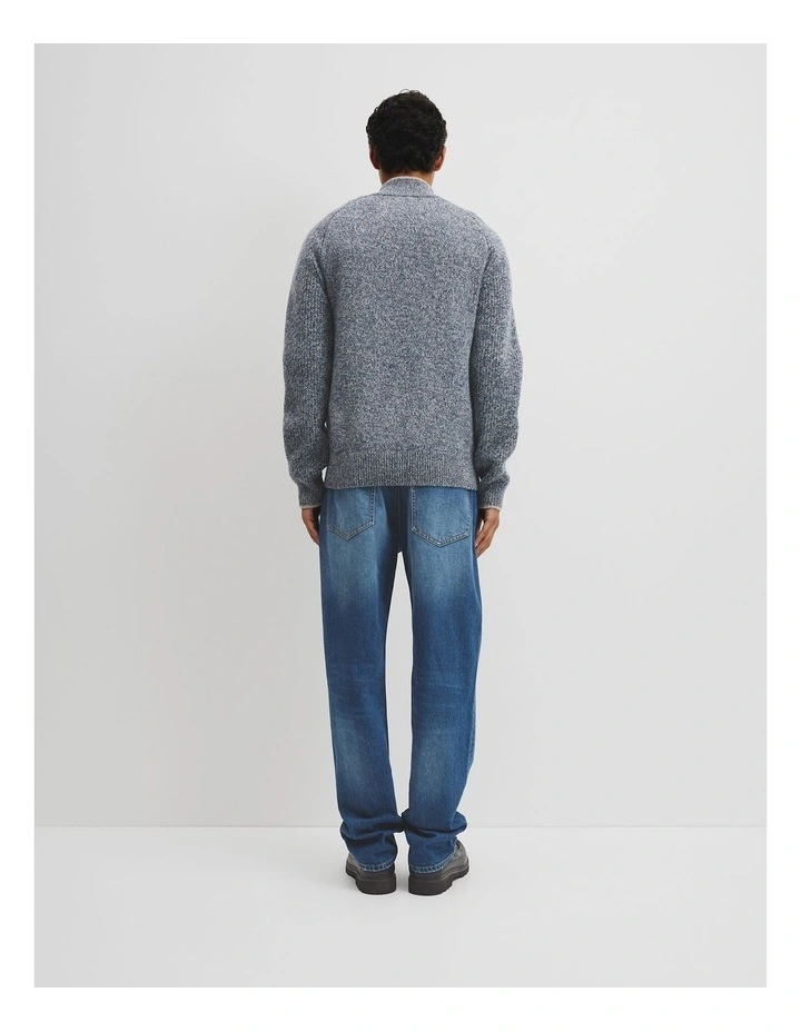 Twisted Half Zip Knit in Blueprint image 4