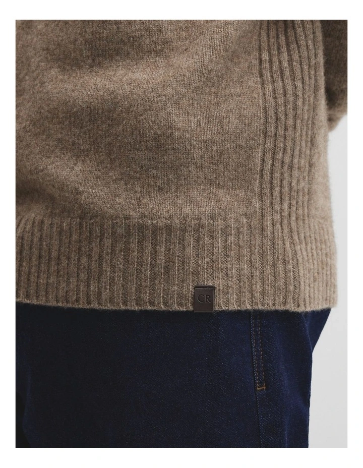 Merino Wool Yak Crew Neck Knit in Fog image 2