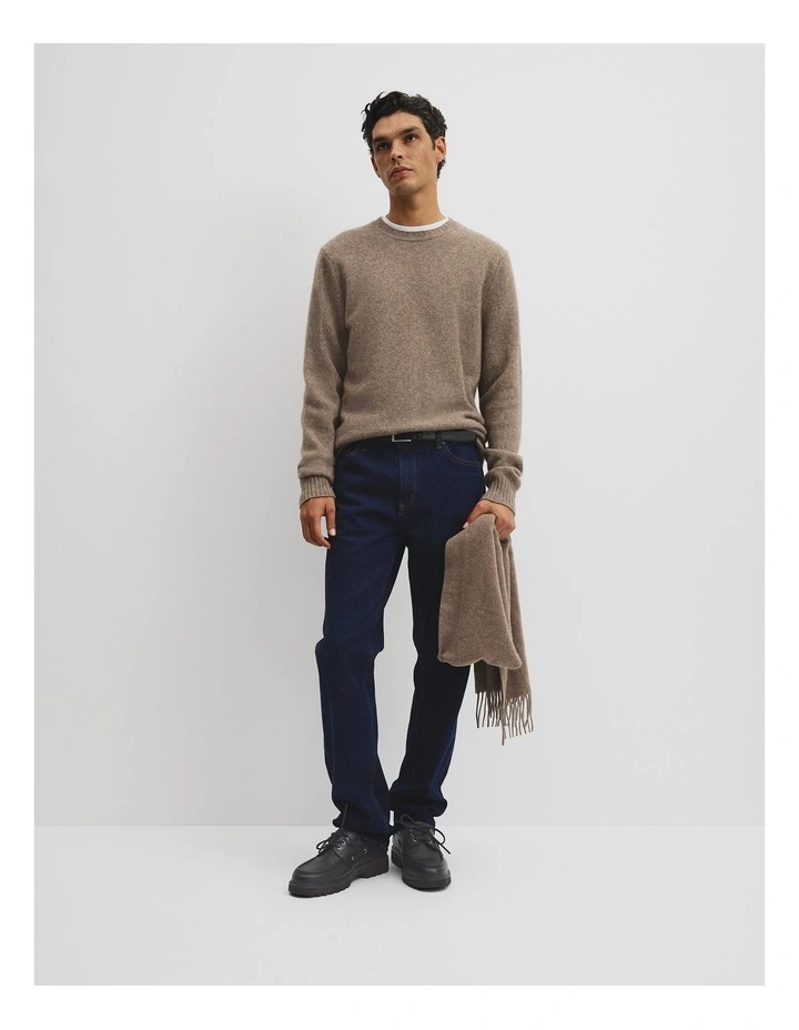 Merino Wool Yak Crew Neck Knit in Fog image 3