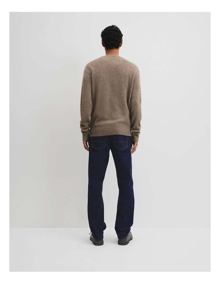 Merino Wool Yak Crew Neck Knit in Fog image 4