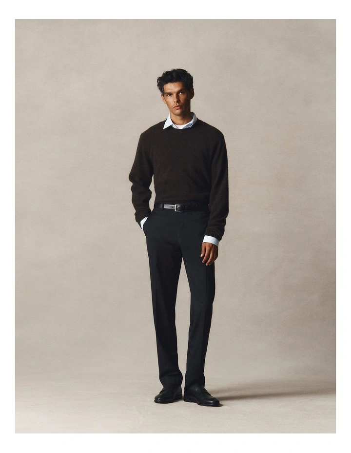 Merino Wool Yak Crew Neck Knit in Mahogany image 2