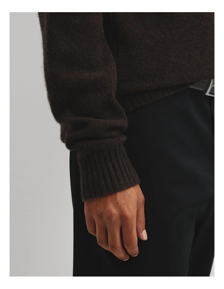 Merino Wool Yak Crew Neck Knit in Mahogany image 3
