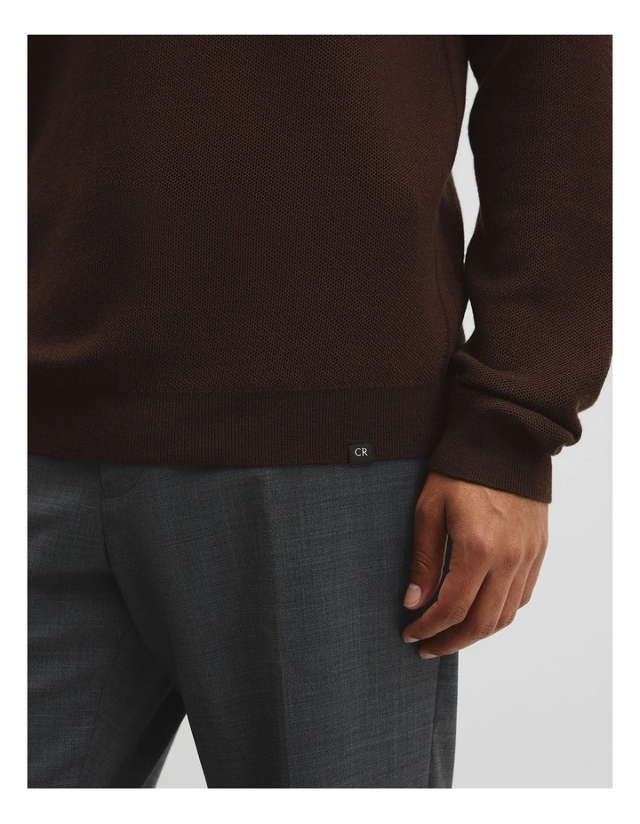 Australian Merino Textured Polo Knit in Mahogany image 2