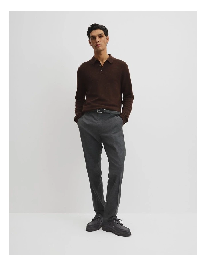 Australian Merino Textured Polo Knit in Mahogany image 3