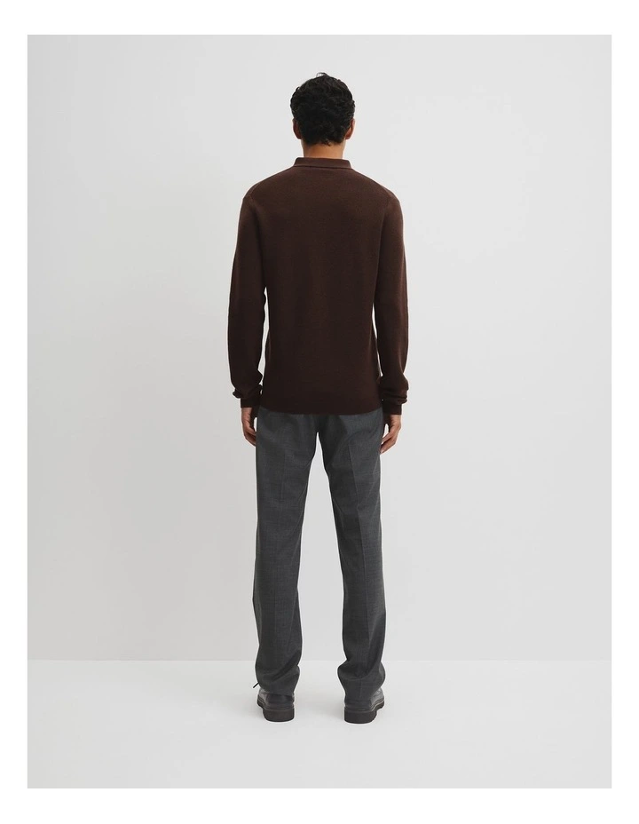 Australian Merino Textured Polo Knit in Mahogany image 4