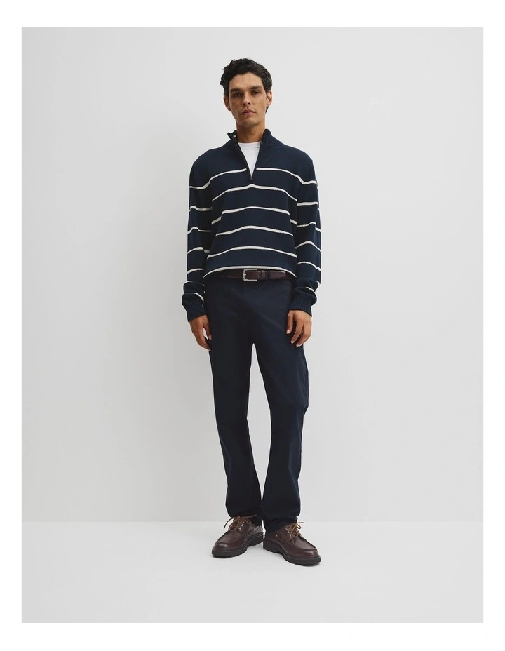 Australian Good Earth Cotton Half Zip Stripe Knit in Navy Stripe image 3