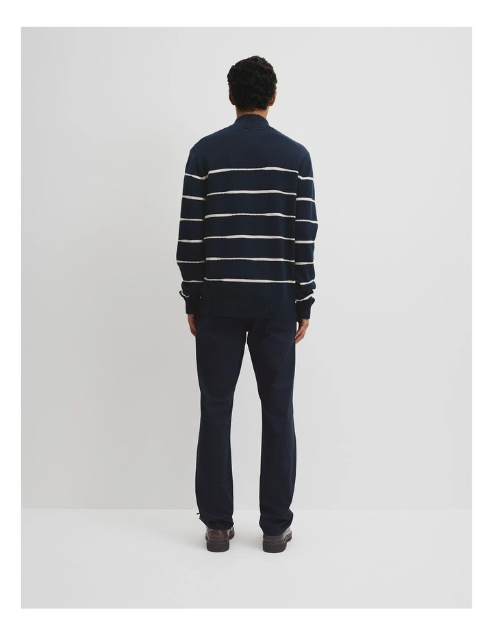 Australian Good Earth Cotton Half Zip Stripe Knit in Navy Stripe image 4