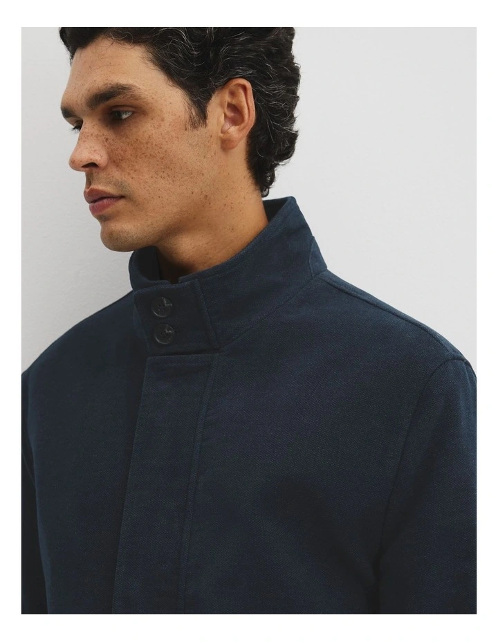 Moleskin Funnel Neck Jacket in Navy image 2