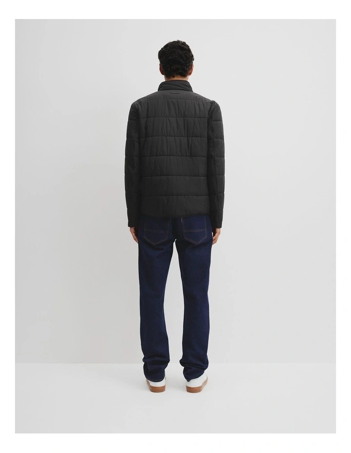 Quilted Funnel Neck Jacket in Black image 4
