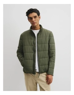 Quilted Funnel Neck Jacket in Willow