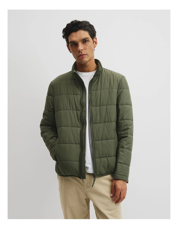 Quilted Funnel Neck Jacket in Willow image 1