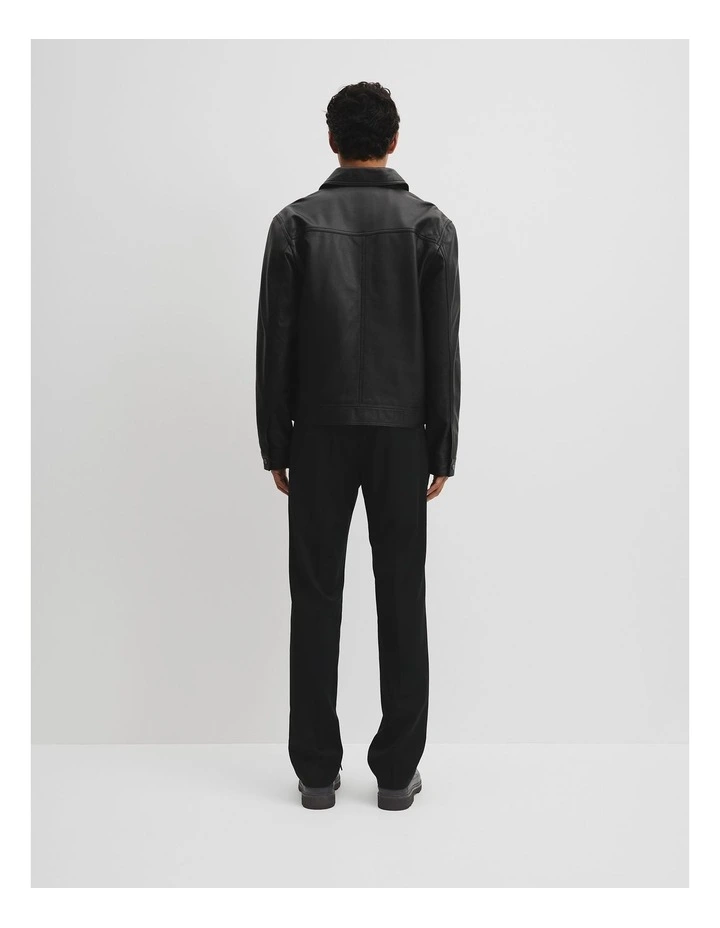Leather Zip Through Jacket in Black image 5