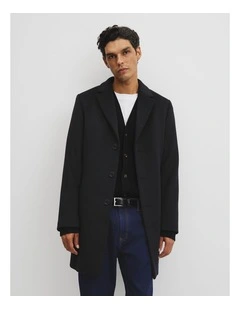 Single Breasted Overcoat in Navy