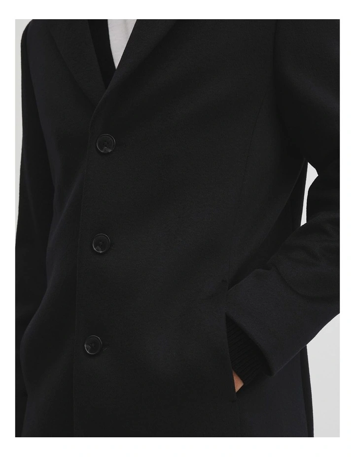 Single Breasted Overcoat in Navy image 3