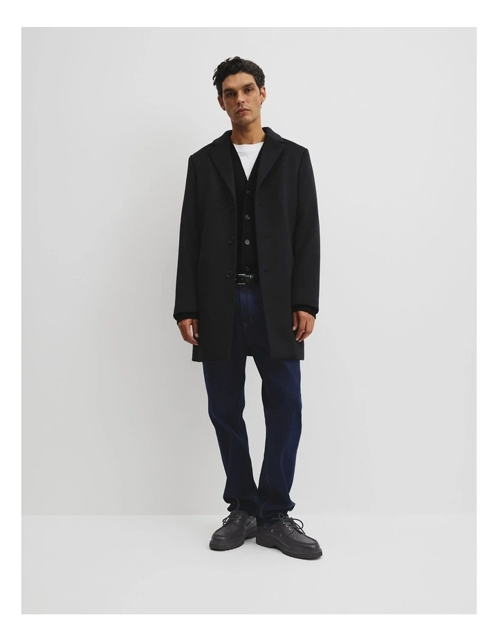 Single Breasted Overcoat in Navy image 4