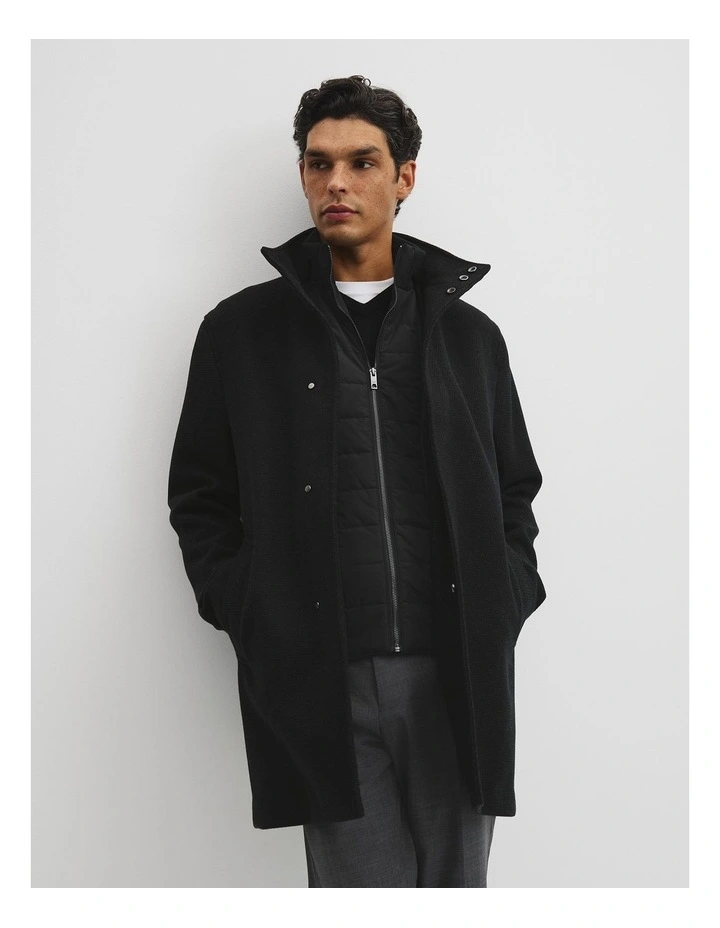 Hybrid Removable Gilet Overcoat in Charcoal image 2