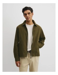 Garment Dyed Zip Harrington Jacket in Khaki
