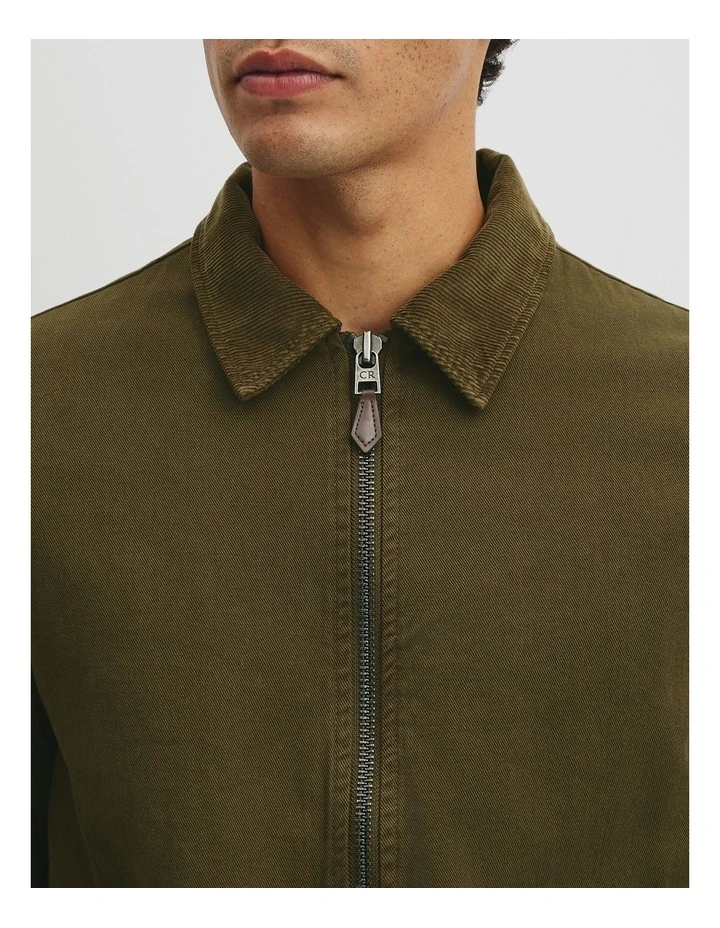 Garment Dyed Zip Harrington Jacket in Khaki image 3
