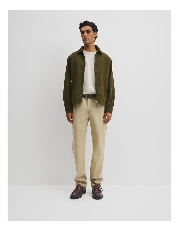 Garment Dyed Zip Harrington Jacket in Khaki image 4