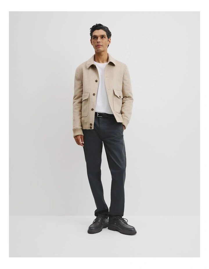 Herringbone Button Jacket in Stone image 2